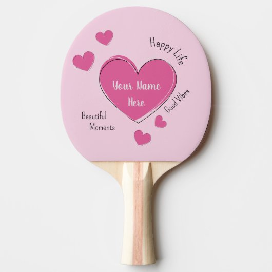 Personalized Pink Hearts Ping Pong Paddle Tischtennis Schläger (Vorderseite)