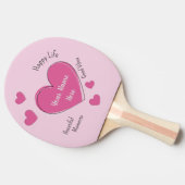 Personalized Pink Hearts Ping Pong Paddle Tischtennis Schläger (Seitenansicht)