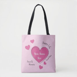 Personalized Pink Hearts Tote Bag Tasche