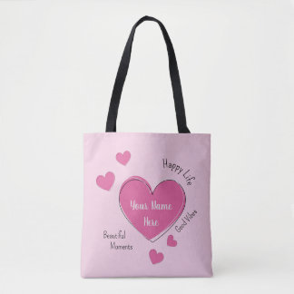 Personalized Pink Hearts Tote Bag Tasche