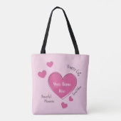 Personalized Pink Hearts Tote Bag Tasche (Rückseite)