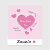 Personalized Pink Hearts Vinyl Sticker (Blatt)