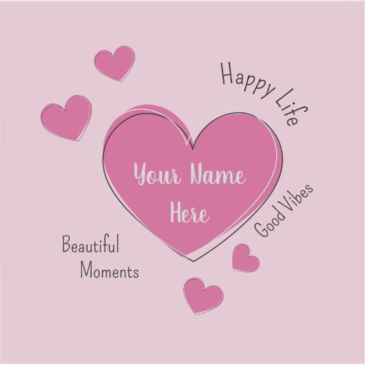 Personalized Pink Hearts Vinyl Sticker (Vorderseite)