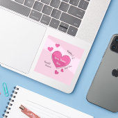 Personalized Pink Hearts Vinyl Sticker (Laptop mit iPhone)