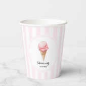 Personalized Pink Ice Cream Cone Birthday  Pappbecher (Rückseite)