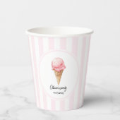 Personalized Pink Ice Cream Cone Birthday  Pappbecher (Vorderseite)