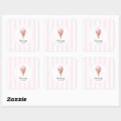 Personalized Pink Ice Cream Cone Party Sticker  (Blatt)