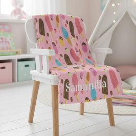 Personalized Pink Ice Cream Pattern Fleecedecke