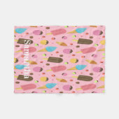 Personalized Pink Ice Cream Pattern Fleecedecke (Vorderseite (Horizontal))