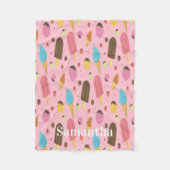 Personalized Pink Ice Cream Pattern Fleecedecke (Vorderseite)