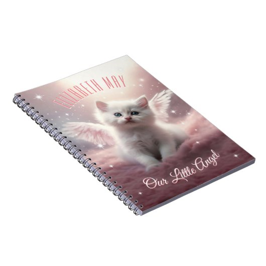 Personalized Pink Kitten with Angel Wings Notizblock (Rechte Seite)