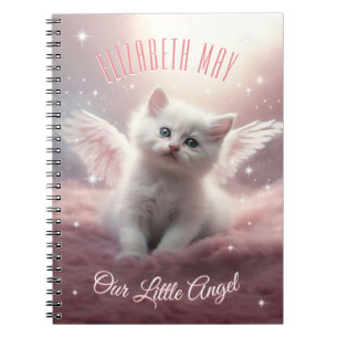 Personalized Pink Kitten with Angel Wings Notizblock