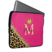 Personalized Pink Leopard Gold Glitter Monogram Laptopschutzhülle (Vorne Rechts)