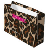 Personalized Pink Leopard Print Chic Animal Print Große Geschenktüte (Vorderseite Schrägansicht)