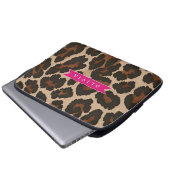 Personalized Pink Leopard Print Chic Animal Print Laptopschutzhülle (Vorne Knopf)