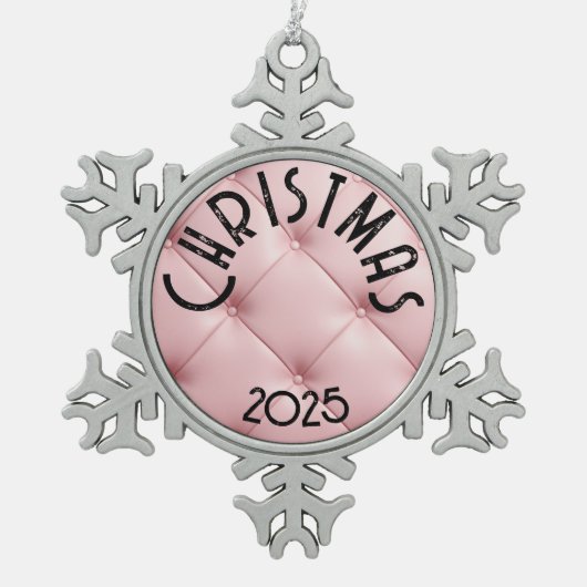 Personalized Pink Luxury Christmas Schneeflocken Zinn-Ornament (Vorderseite)
