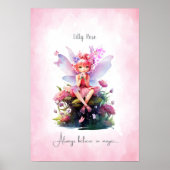 Personalized Pink & Mauve Fairy Nursery Wall Art Poster (Vorne)