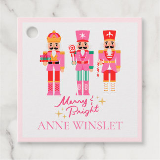 Personalized Pink Merry and Bright Nutcracker Squa Geschenkanhänger