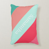 Personalized Pink & Mint Striped Color Block Accen Dekokissen (Vorderseite(Vertikal))