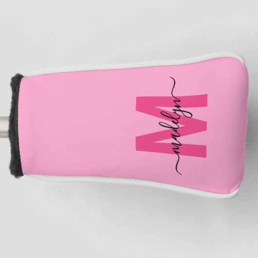 Personalized Pink Monogram Name Golf Headcover (Vorderseite)