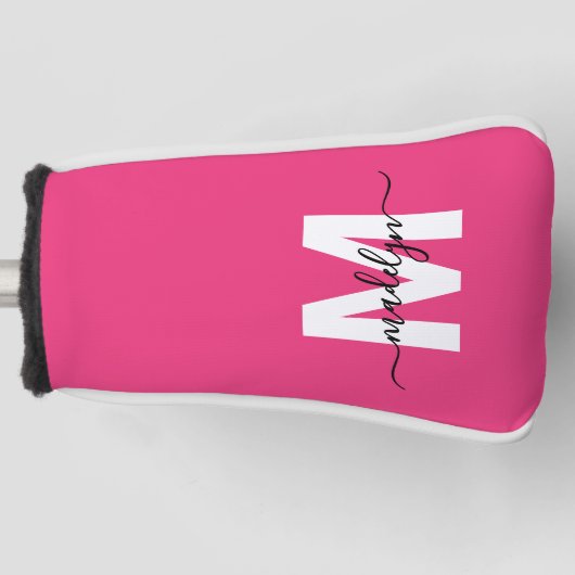 Personalized Pink Monogram Name Golf Headcover (Vorderseite)