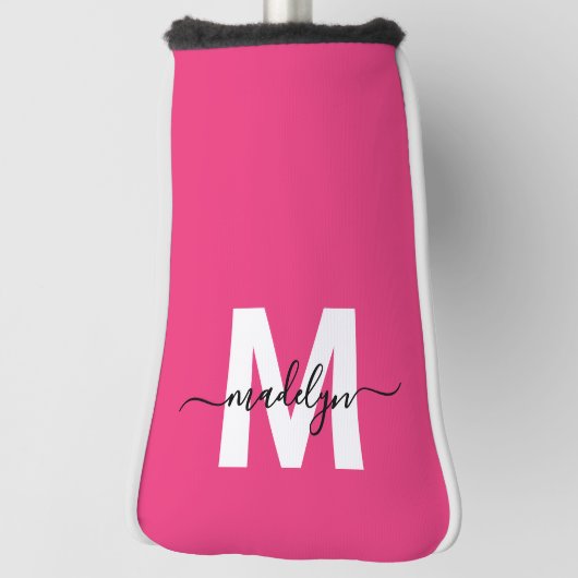 Personalized Pink Monogram Name Golf Headcover (Rotieren 90)