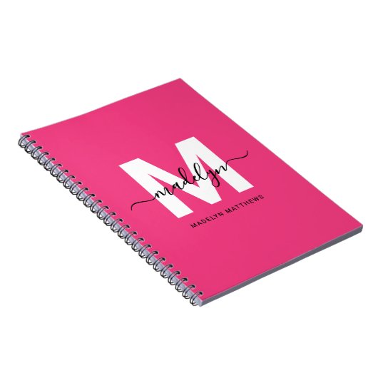 Personalized Pink Monogram Notizblock (Rechte Seite)