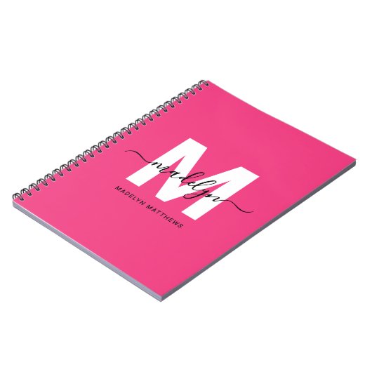 Personalized Pink Monogram Notizblock (Linke Seite)