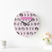 Personalized Pink Moon Phase Celestial Name Gift Große Wanduhr (Zuhause)