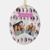 Personalized Pink Moon Phase Celestial Name Gift Keramik Ornament (Rechts)