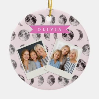 Personalized Pink Moon Phase Celestial Name Gift Keramik Ornament