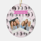 Personalized Pink Moon Phase Celestial Name Gift Keramik Ornament (Links)