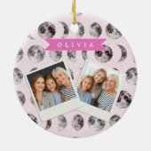 Personalized Pink Moon Phase Celestial Name Gift Keramik Ornament (Hinten)