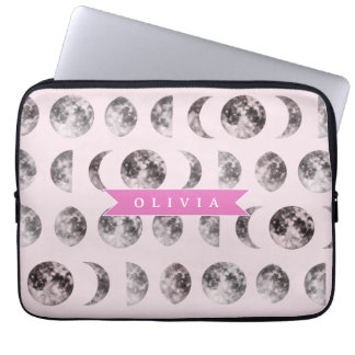 Personalized Pink Moon Phase Celestial Name Gift Laptopschutzhülle