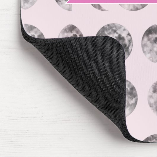 Personalized Pink Moon Phase Celestial Name Gift Mousepad (Ecke)