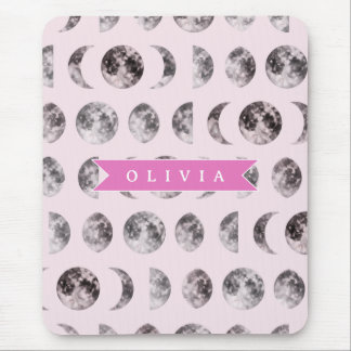 Personalized Pink Moon Phase Celestial Name Gift Mousepad