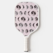 Personalized Pink Moon Phase Celestial Name Gift Pickleball Schläger (Rückseite)