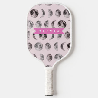 Personalized Pink Moon Phase Celestial Name Gift Pickleball Schläger