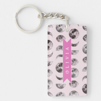 Personalized Pink Moon Phase Celestial Name Gift Schlüsselanhänger
