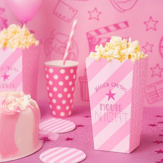 Personalized Pink Movie Night Popcorn Box Geschenkschachtel