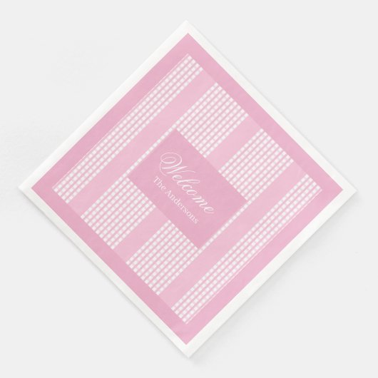 Personalized Pink Napkins Chic Modern Table Set Serviette (Ecke)