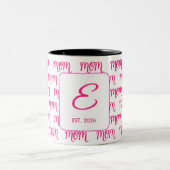Personalized Pink New Mom Monogram Established Zweifarbige Tasse (Mittel)