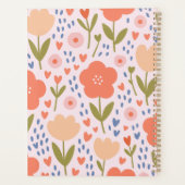 Personalized pink nordic cute folk floral pattern planer (Rückseite)