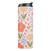 Personalized pink nordic cute folk floral pattern thermosbecher (Nach links gedreht)
