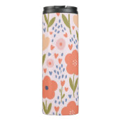 Personalized pink nordic cute folk floral pattern thermosbecher (Rückseite)