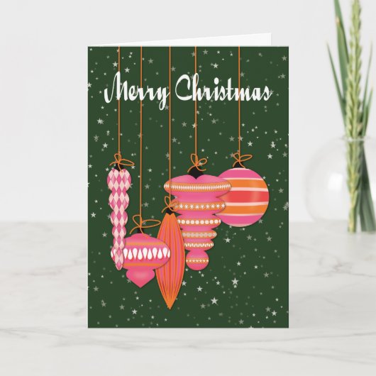 Personalized Pink Ornaments Christmas Karte (Vorderseite)
