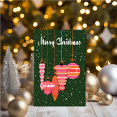 Personalized Pink Ornaments Christmas Karte