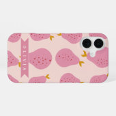 Personalized Pink Pear Pattern Cute Girly Fruit iPhone 16 Hülle (Rückseite (Horizontal))