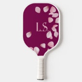 Personalized Pink Petals Monogram Pickleball Schläger (Rückseite)