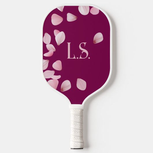 Personalized Pink Petals Monogram Pickleball Schläger (Vorderseite)